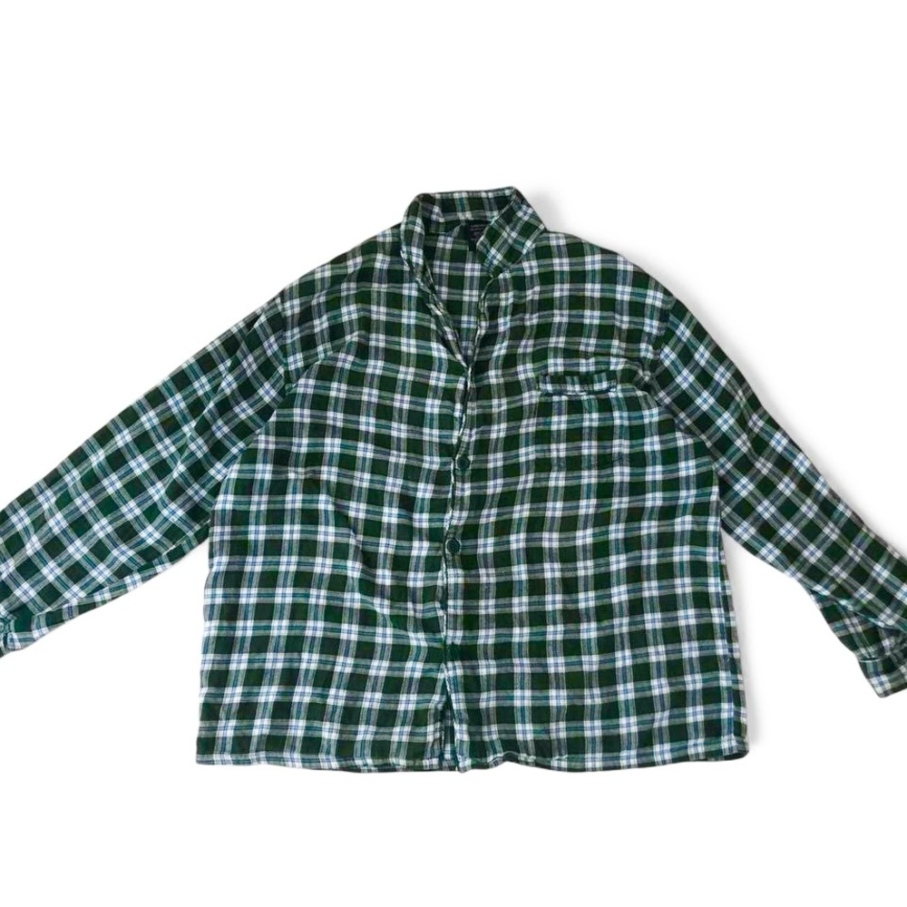 90s green and white Hanes flannel